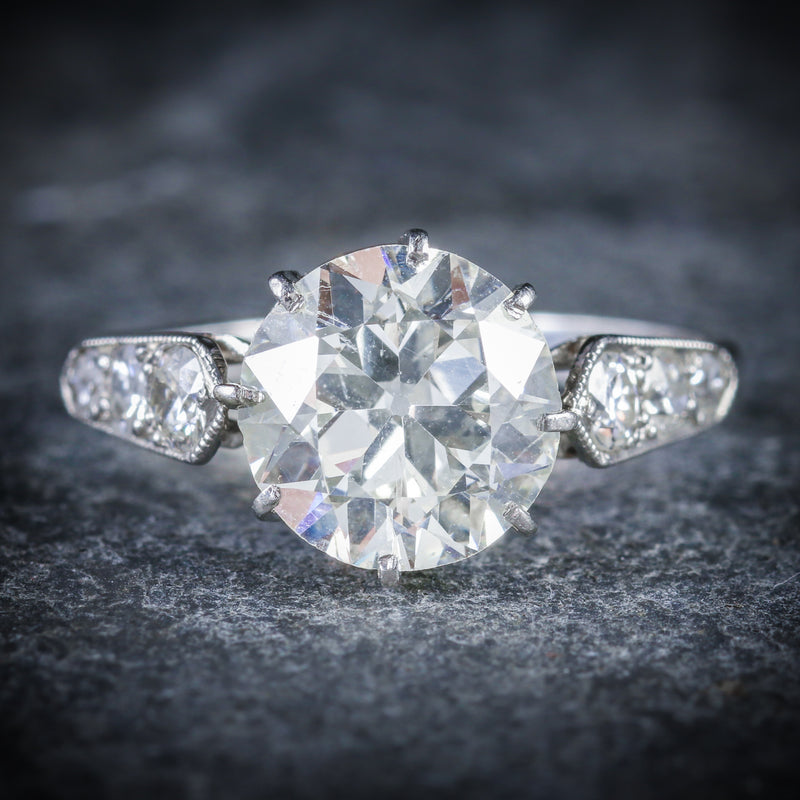 Art Deco Engagement Ring Old European Cut Diamond Sapphire Platinum - Ruby  Lane